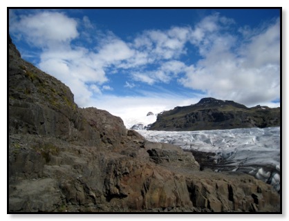 glacier with skies